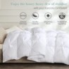 Alanzimo All Season Luxurious 50% White Goose Down Comforter Duvet Inserts Queen Size - Medium Warmth Ultra Soft 750 Fill Power White Bedding Comforter with 8 Tabs Baffle Box - 90x90 Pinch Pleat