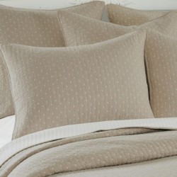 Levtex Home - Cross Stitch Taupe Quilt Set - King/Cal King Quilt + Two King Pillow Shams - Cross Stitched Pattern - Quilt Size (106x92in.) and Pillow Sham Size (36x20in.) - Reversible - Cotton Fabric