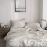 Simple&Opulence 100% Linen Duvet Cover Set with Embroidery Border Washed - 3 Pieces (1 Duvet Cover with 2 Pillow Shams) with Button Closure Soft Breathable Farmhouse - Linen, Queen Size