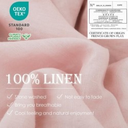 Simple&Opulence 100% Linen Duvet Cover Set 3pcs Basic Style Natural French Washed Flax Solid Color Soft Breathable Farmhouse Bedding with Button Closure - Blush Pink, King