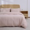 Simple&Opulence 100% Linen Duvet Cover Set 3pcs Basic Style Natural French Washed Flax Solid Color Soft Breathable Farmhouse Bedding with Button Closure - Blush Pink, King