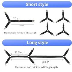 Luyena Bed Sheet Straps,4+1 Pcs Fitted Sheet Clips Holder,Upgraded Triangular Sheet Clip for Corner, Elastic Adjustable Sheet Strap for Mattress Cover, Sheet, Sofa Cushion 1(Black)