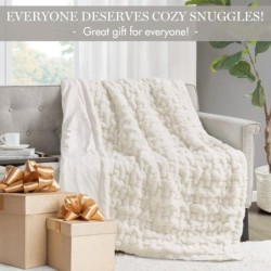 DREAMNINE Dekorative, weiche, dicke, flauschige ¨¹berwurfdecke aus Kunstkaninchenfell f¨¹r Couch und Sofa, wendbare, warme Fleece-Flauschdecke f¨¹r den Winter, luxuri?se, s¨¹?e, gem¨¹tliche, pelzige Decke f¨¹rs Bett, 127 x 152 cm, cremewei? : K¨¹che, Haushalt & Wohnen