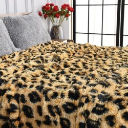 Peri Home Leopard Luxuri?se ¨¹berwurfdecke aus Kunstfell ¨C superweiche, flauschige Bett- und ¨¹berwurfdecke f¨¹r Schlafzimmer, 127 x 152 cm ¨C pelzige Decke, bequeme, warme, gem¨¹tliche Pl¨¹schdecke f¨¹r Bett, Sofa, Couch ¨C Elfenbein : K¨¹che, Haushalt & Wohnen