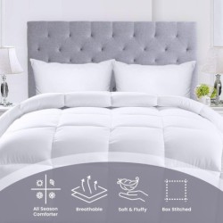 Utopia Bedding Comforter - All Season Comforters Queen Size - Plush Siliconized Fiberfill - White Bed Comforter - Box Stitched