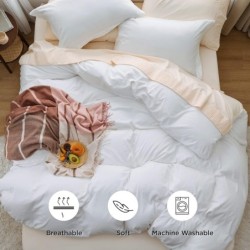 Bedsure White Duvet Cover Queen Size - Soft Prewashed Queen Duvet Cover Set, 3 Pieces, 1 Duvet Cover 90x90 Inches with Zipper Closure and 2 Pillow Shams, Comforter Not Included