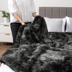 VFROO Kunstfell-¨¹berwurfdecke f¨¹r die Couch, gem¨¹tliche, weiche Pl¨¹schdecke, dicke, gestreifte Luxusdecke f¨¹r Sofa, Wohnzimmer, Schlafzimmer, 127 x 152 cm, wei? : K¨¹che, Haushalt & Wohnen