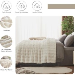 KAWAHOME Kunstfelldecke, Kingsize, f¨¹r den Winter, ultraluxuri?s, weich, gem¨¹tlich, warm, flauschig, Pl¨¹sch, Kunstkaninchenfell, Vierpass-Muster, f¨¹r Couch, Sofa, Bett, 274,3 x 228,6 cm, Blau : K¨¹che, Haushalt & Wohnen