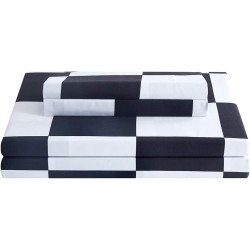 Bed Sheet Set 3 Pieces -Twin Size-Soft Durable Microfiber Bedding Sheet Set,Deep Pocket,Stain,Fade & Wrinkle Resistant (Plaid Black&White)