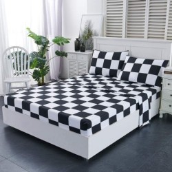 Bed Sheet Set 3 Pieces -Twin Size-Soft Durable Microfiber Bedding Sheet Set,Deep Pocket,Stain,Fade & Wrinkle Resistant (Plaid Black&White)