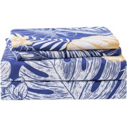 Yibeizi Blue Floral Sheets King Cute Daisy Flower Pattern Bed Sheet Set Botanical Bedding Sheets & Pillowcases Soft Microfiber 15" Extra Deep Pocket Fitted Bedsheet 4 Piece