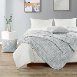 VK¡¤LIVING Luxuri?se Kunstfelldecke, warme Langflor-Felldecke, superdicke ¨¹berwurfdecke f¨¹rs Bett, beschwerte Pl¨¹schdecke mit Samtr¨¹ckseite, wintergraue ¨¹berwurfdecke als Heimdekoration, 127 x 152,4 cm, grau : K¨¹che, Haushalt & Wohnen