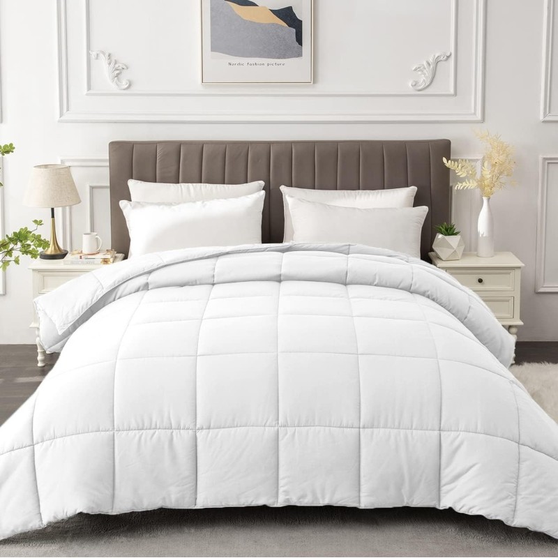 MATBEBY Twin Comforter Duvet Insert - All Season White Comforters Twin Size - Quilted Down Alternative Bedding Comforter with Corner Tabs - Winter Summer Fluffy Soft - Machine Washable