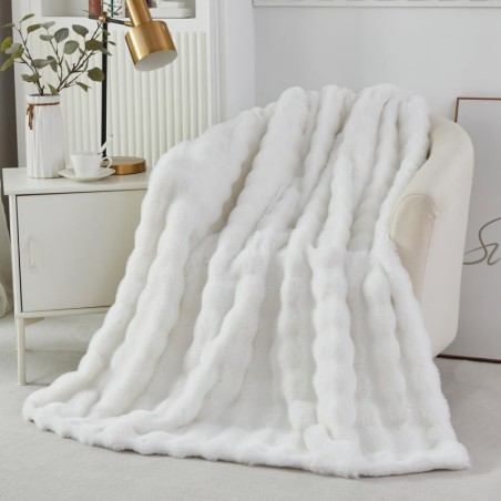 Mr. Sandman Gewichtsdecke aus Kunstfell, 6,8 kg, Queen-Size, luxuri?se, elegante Gewichtsdecke aus langem Fell f¨¹r Bett und Sofa, superweiche, warme Sherpa-R¨¹ckseite, schwere Decke ¨C 152,4 x 203,2 cm, Cremewei? : K¨¹che, Haushalt & Wohnen