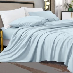 Shilucheng Queen Size Sheet Set - Breathable & Cooling Bed Sheets - Soft 1800 Thread Count Microfiber - Comfy Bedding 16 Inch Deep Pockets & Easy Fit - 4 Piece (Queen,Spa Blue)