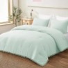 Exclusivo Mezcla Boho Pom Pom Ball Fringe Twin Comforter Set, 2 Piece Aqua Blue Lightweight Down Alternative Bedding Comforter Sets for All Seasons (1 Comforter and 1 Pillowcase)