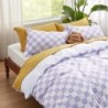 Bedsure Checkered Duvet Cover Queen - Plaid Duvet Cover Set with Zipper Closure, Purple Bedding Set, 3 Pieces, 1 Duvet Cover 90"x90" with 8 Corner Ties and 2 Pillow Shams 20"x26"