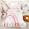 4 Piece Toddler Bedding Set for 1 Girls, Rainbow Toddler Girl Bedding Set, Super Soft & Lightweight Toddler Comforter Set Includes Comforter, Flat Sheet, Fitted Sheet, Pillowcase, (Pink & Sun)