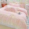 Chic Lace Bedding,Girls Twin Aesthetic Comforter Cover Set,Romantic French Princess Style Ruffled Duvet Cover with Lovely Bow with Zipper Closure-Pink,Twin Size