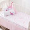 Bertte 4 Piece Crib Bedding Set for Boys Girls, Nursery Bedding Standard Size Soft Baby Bedding Crib Set Including Cartoon Quilt, Crib Skirt, Fitted Crib Sheet and Plush Toy (Pink Giraffe)