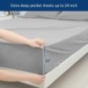 Extra Deep Pocket Queen Sheet Sets for Air Mattress - Deep Pocket Sheets Queen Size Sets - Sheets with Pocket on Side - Easily Fits Extra Deep 16 in to 24 in Pillow Top Air Mattress (Grey)