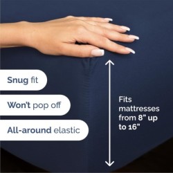 Queen Size 4 Piece Sheet Set - Comfy Breathable & Cooling Sheets - Hotel Luxury Bed Sheets for Women and Men - Deep Pockets, Microfiber, Soft & Wrinkle Free Sheets - Navy Blue Oeko-Tex Bed Sheet Set