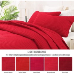 Whale Flotilla Ultra Soft King Quilt Bedding Set, Lightweight Fall Red Quilts Bedspreads Oversized, Ultrasonic Geometric Coverlet Bed Cover for All Seasons (1 Quilt, 2 Pillow Shams)