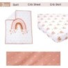 3 Piece Rainbow Boho Crib Bedding Set - Standard Size Nursery Bedding for Boys and Girls with Crib Sheet, Comforter & Crib Skirt