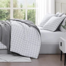 Casa Platino Queen Comforter Set Pre-Washed– Duvet Insert 3 Piece Set – Brushed Microfiber Queen Size Comforter Set – Comforter Queen Size Set with Queen Comforter & 2 Queen Pillow Shams - Windowpane