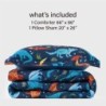 Twin Dinosaur Kids Bedding Set for Boys, 2 Pieces Twin Dinosaur Kids Comforter Sets for Boys, Super Soft Lightweight for All Seasons, Includes 1 Comforter (66"x86") and 1 Pillowcase(20"x26"+2")