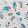 beeweed 4 Pieces Space Ship Toddler Bedding Set Boys Girls, 2 Sides Design Rocket Bed in a Bag Comforter Set, Includes 1 Comforter, 1 Fitted Sheet, 1 Flat Sheet & 1 Reversible Pillowcase