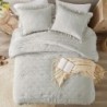 Degrees of Comfort Gray Ruffle Bedding Set, Shabby Chic Farmhouse Twin Size Comforter, Boho Fluffy Cozy Washed Microfiber Bed Sets, 3 Piece with Ruffled Pillow Shams