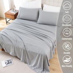 Twin Sheet Set - 3 Piece Soft Breathable Bed Sheets for Twin Size Bed, Extra Deep Pocket Lxuury Brushed Sheets, Cooling Hotel Bedding Sheets and Pillowcases, Wrinkle Free Oeko-Tex Sheets