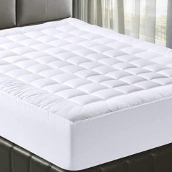 MATBEBY Bedding Quilted Fitted Queen Mattress Pad Cooling Breathable Fluffy Soft Mattress Pad Stretches up to 21 Inch Deep, Queen Size, White, Mattress Topper Mattress Protector