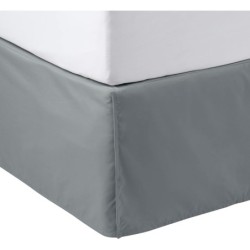 Amazon Basics Lightweight Pleated Bed Skirt, Queen, Dark Grey, Solid