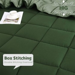 HIG 3pc Green Twin/Twin XL Comforter Set - All Season Reversible Down Alternative Comforter with Sham - Quilted Duvet Insert with Corner Tabs - Box Stitched Blanket - Breathable, Soft, Fluffy