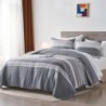 KAKIJUMN Full/Queen Quilt Bedding Set, White and Grey Patchwork Striped Quilt Set, 2 Pieces Soft Lightweight Bedspread Coverlet Set with 1 Pillow Sham(Light Grey,Queen)