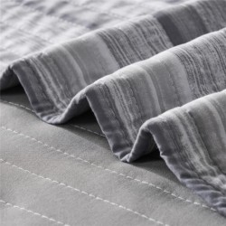 KAKIJUMN Full/Queen Quilt Bedding Set, White and Grey Patchwork Striped Quilt Set, 2 Pieces Soft Lightweight Bedspread Coverlet Set with 1 Pillow Sham(Light Grey,Queen)