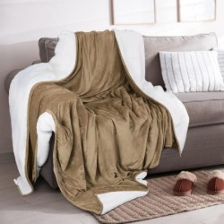 Utopia Bedding Sherpa Blanket King Size [Camel, 90x102 Inches] - 480GSM Thick Warm Plush Fleece Reversible Blanket for Bed, Sofa, Couch, Camping and Travel