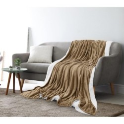 Utopia Bedding Sherpa Blanket King Size [Camel, 90x102 Inches] - 480GSM Thick Warm Plush Fleece Reversible Blanket for Bed, Sofa, Couch, Camping and Travel