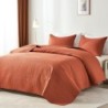 akkialla Queen Quilt Bedding Set,Burnt Orange Ultrasonic Full/Queen Quilt Set,Lightweight Soft Bedspread Coverlet,Modern Style Coin Pattern Bed Cover for All Seasons,3 Piece(1 Quilt,2 Pillow Shams)