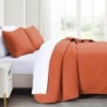 akkialla Queen Quilt Bedding Set,Burnt Orange Ultrasonic Full/Queen Quilt Set,Lightweight Soft Bedspread Coverlet,Modern Style Coin Pattern Bed Cover for All Seasons,3 Piece(1 Quilt,2 Pillow Shams)