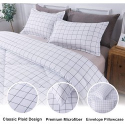 Andency White Queen Comforter Set(90x90 Inch), 3 Pieces(1 Grid Comforter and 2 Pillowcases) White Bed Comforter Set, All Season Lightweight Soft Microfiber Bedding Comforter Sets