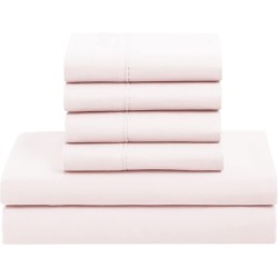 Sweet Home Collection 5 Piece Comforter Set Bag Solid Color All Season Soft Down Alternative Blanket & Luxurious Microfiber Bed Sheets, Pale Pink, Twin