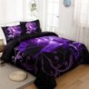 WONGS BEDDING Purple Comforter Set Full Reversible Purple Rose Pattern Bedding Comforter with 2 Pillowcases for All Seasons, Soft Microfiber Bedding Set for Full Bed 90"x78"