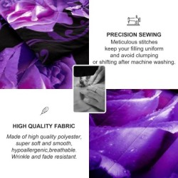 WONGS BEDDING Purple Comforter Set Full Reversible Purple Rose Pattern Bedding Comforter with 2 Pillowcases for All Seasons, Soft Microfiber Bedding Set for Full Bed 90"x78"