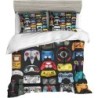 Sunnycitron Gamer Bedding Set, Twin Comforter, 100% Microfiber, 3Pcs, Game2-2, Boys Bedroom Decor, Gaming Room Decor, All Seasons, Machine Wash