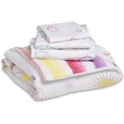 Delta Children Toddler Bedding Set | Girls 4 Piece Collection | Fitted Sheet, Flat Top Sheet w/Elastic Bottom, Fitted Comforter w/Elastic Bottom, Pillowcase, Sunshine | Multi Color