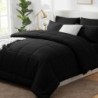 CozyLux Queen Comforter Set - 7 Pieces Bed in a Bag Set Black, Bedding Sets Queen with All Season Quilted Comforter, Flat Sheet, Fitted Sheet, Pillowcases, Black, Queen