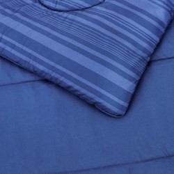 Amazon Basics Lightweight Microfiber Bed-in-a-Bag Comforter 5-Piece Bedding Set, Twin/Twin XL, Blue Calvin Striped